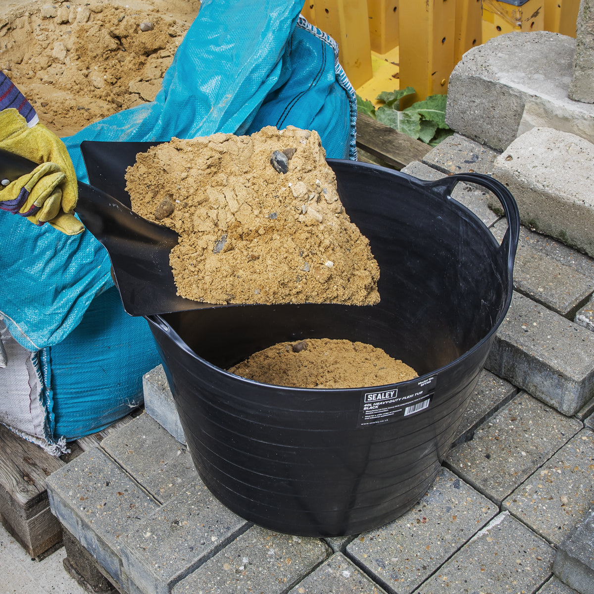 Sealey 40L Heavy Duty Polyethylene Flexi Tub Flexible Construction - Black SFT40