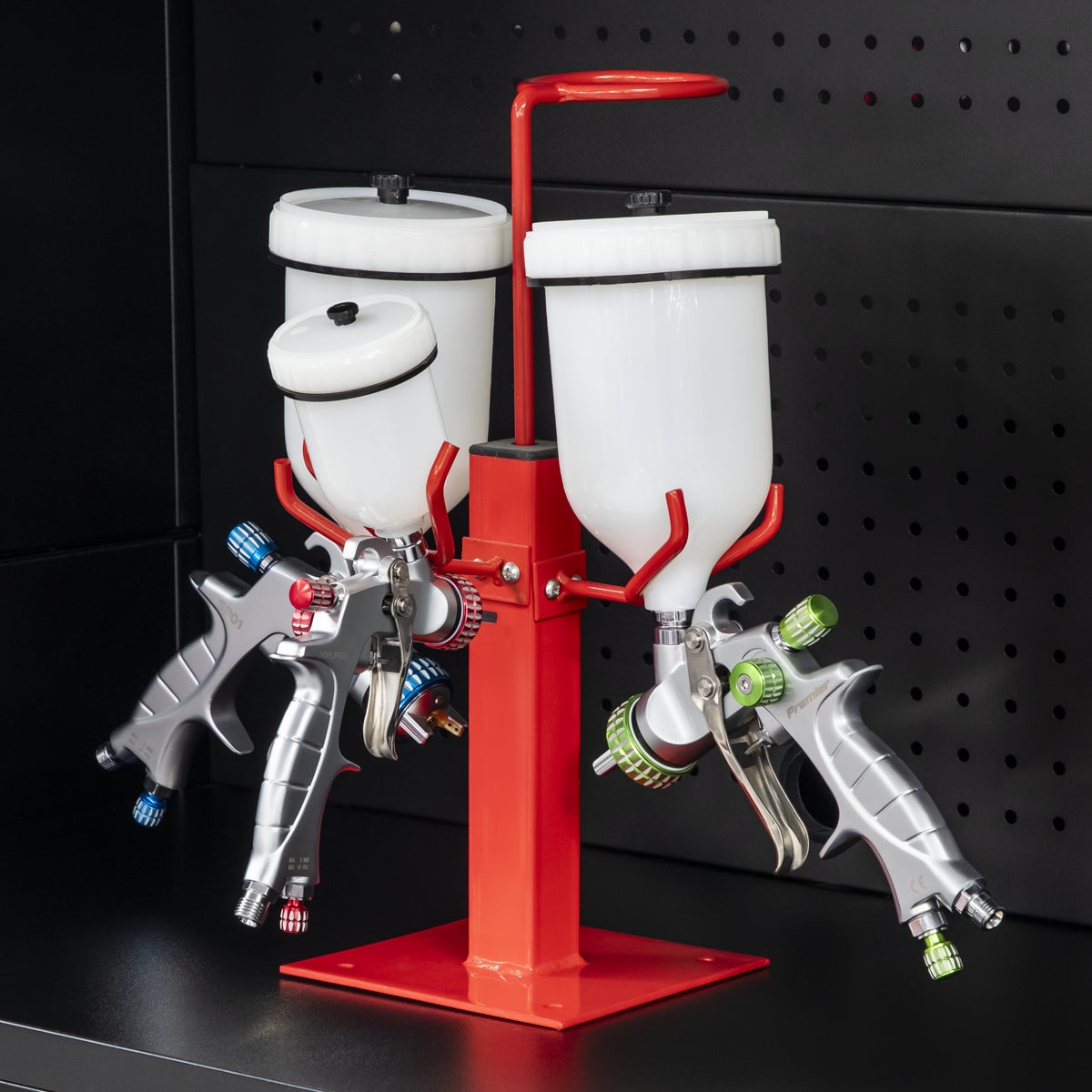 Sealey Spray Gun & Filter Holder With Heavy Duty Stand Steel Hooks 3 Gun SH03