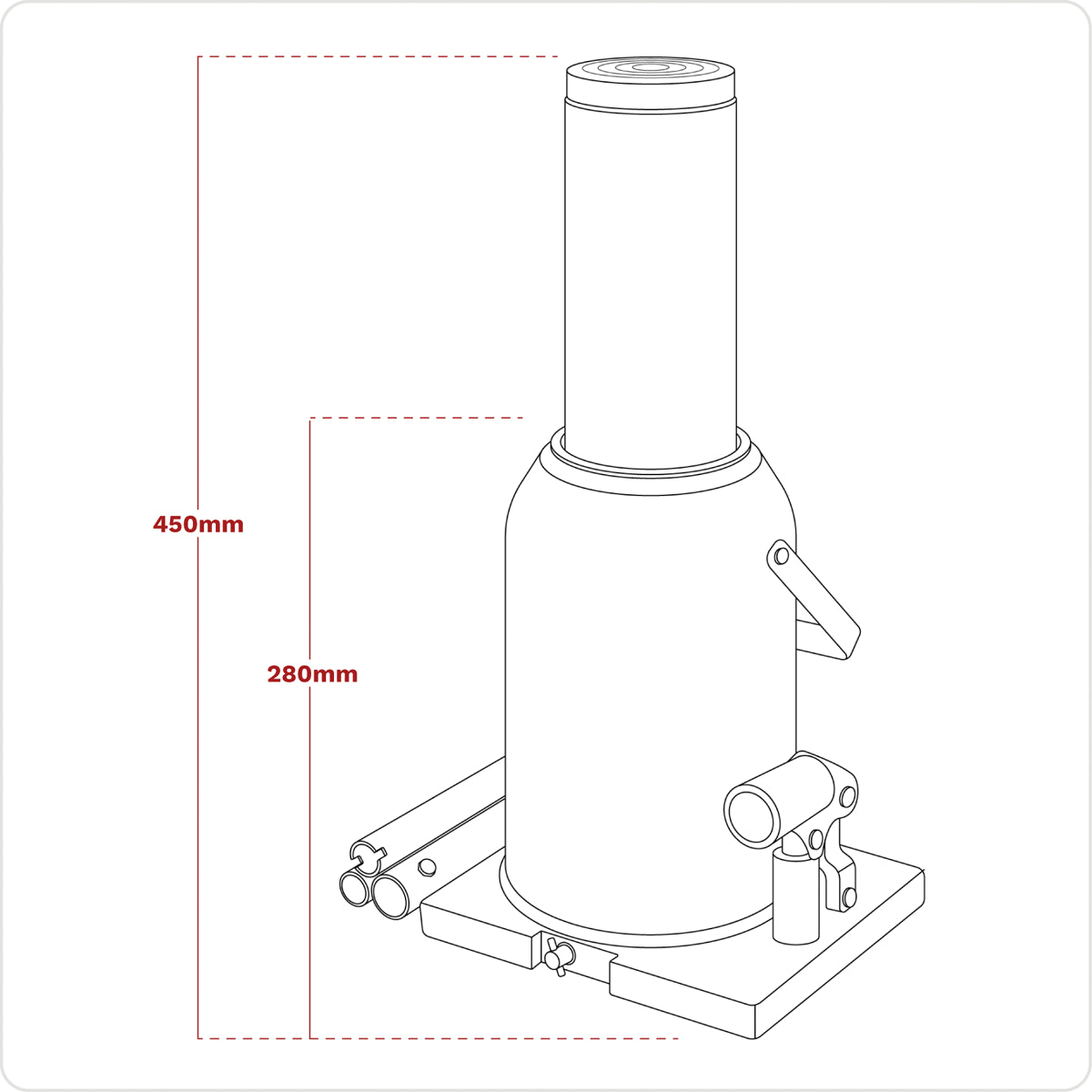 Sealey Bottle Jack Lift With Overload Valve & 2-Piece Handle 50 Tonne SJ50
