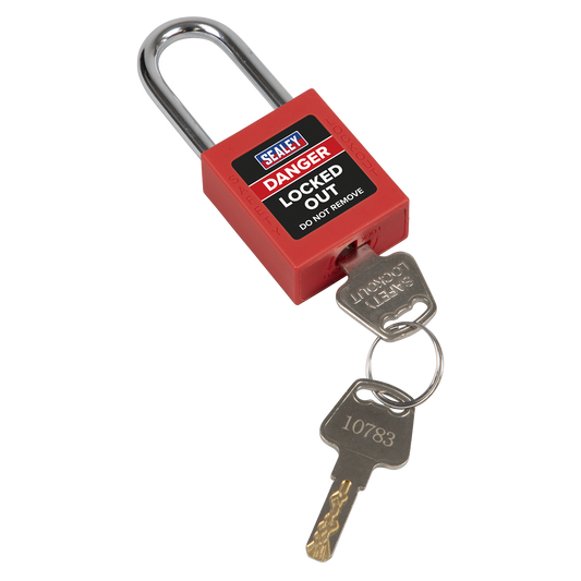 Sealey Safety Lockout Padlock Heavy Duty 6mm Steel Shackle With 2 Keys EV11