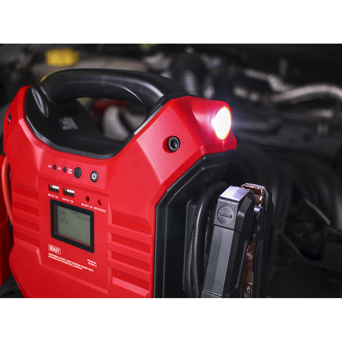 Sealey Jump Starter Power Pack Lithium Iron Phosphate 12V 24V 1200A 600A SL32S