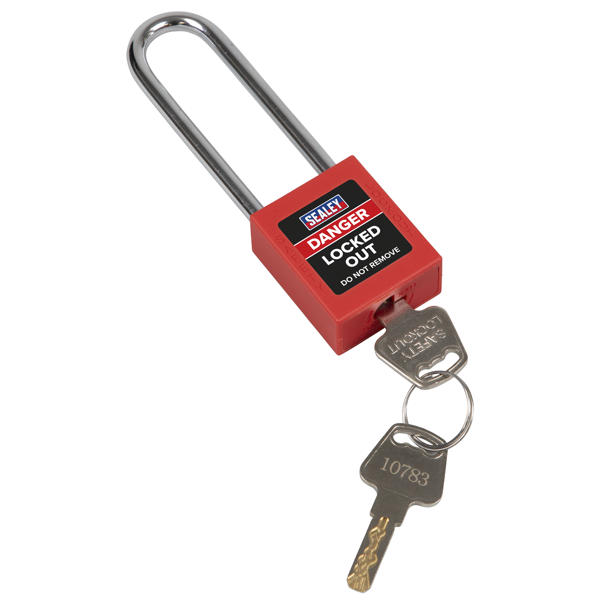 Sealey Safety Lockout Padlock Long Shackle Heavy Duty 6mm Steel Shackle EV12