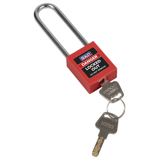 Sealey Safety Lockout Padlock Long Shackle Heavy Duty 6mm Steel Shackle EV12