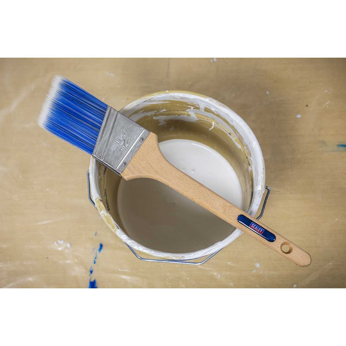 Sealey Wooden Handle Cutting-In Paint Brush 50mm Polished Beech Handle SPBA50