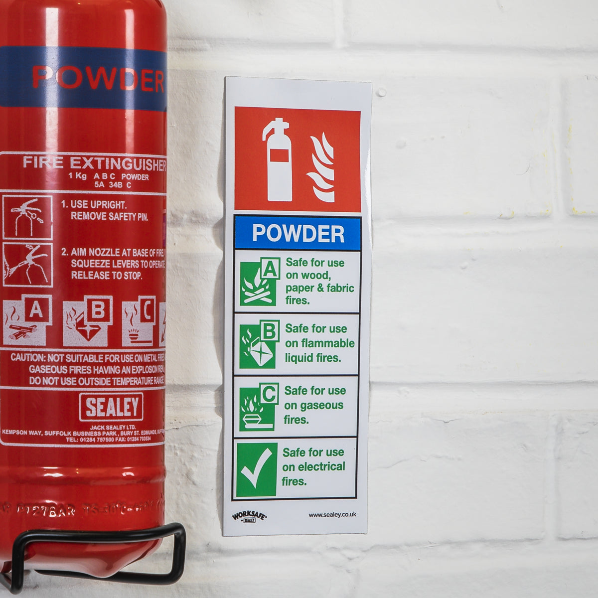 Sealey Safe Conditions Safety Sign Powder Fire Extinguisher Rigid Plastic SS52P1