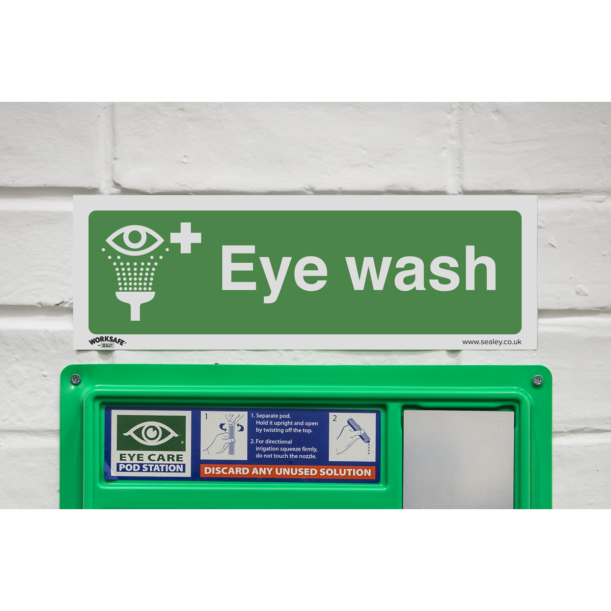 Sealey Safe Conditions Safety Sign Eye Wash Rigid Plastic 300 x 100mm SS58P1