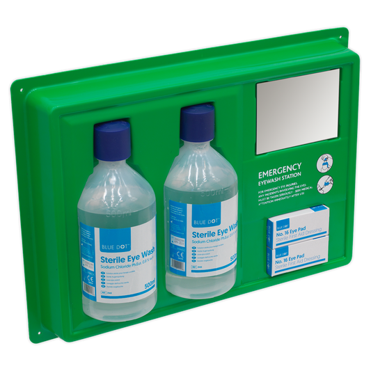 Sealey Eye Wound Wash Station Sterile Emergency Pack For Garages Workshops EWS03