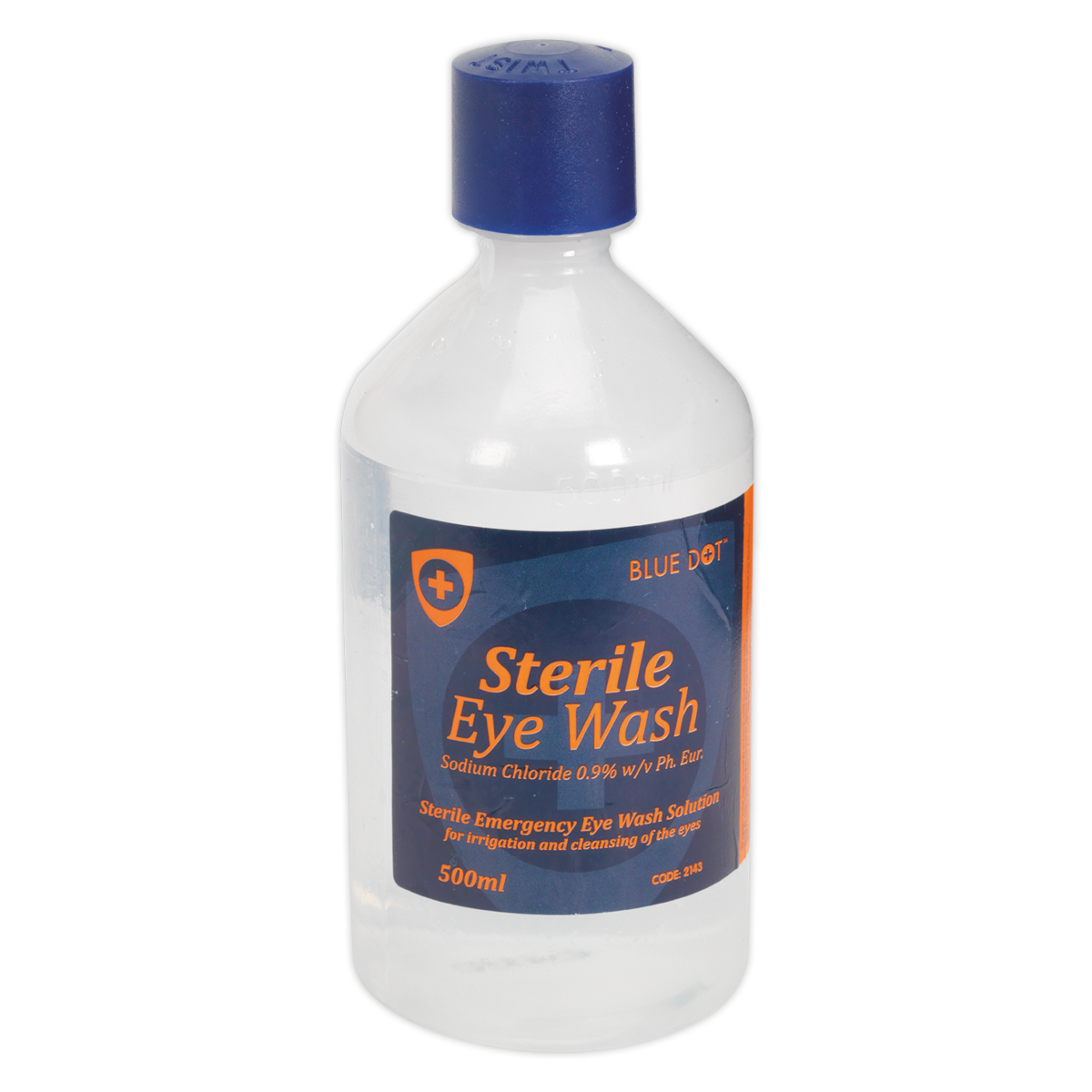 Sealey Eye Wash Solution 500ml Sterile Single Use Emergency Saline EWS50