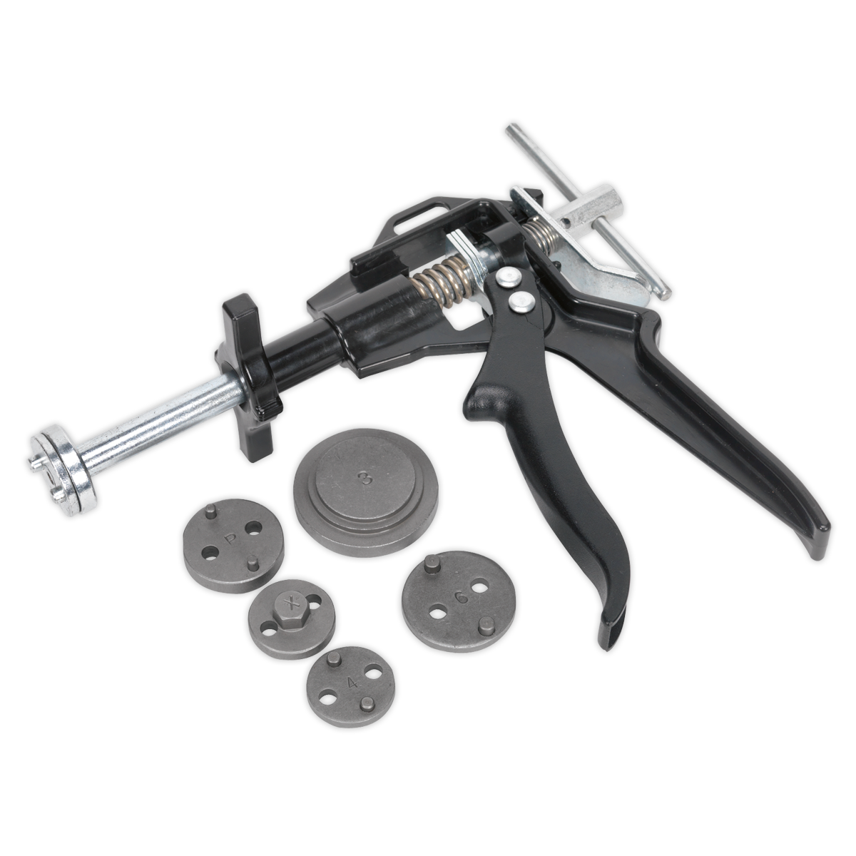 Sealey Brake Piston Wind Back Tool Kit One-Handed Use 5 Pieces - Black VS0211