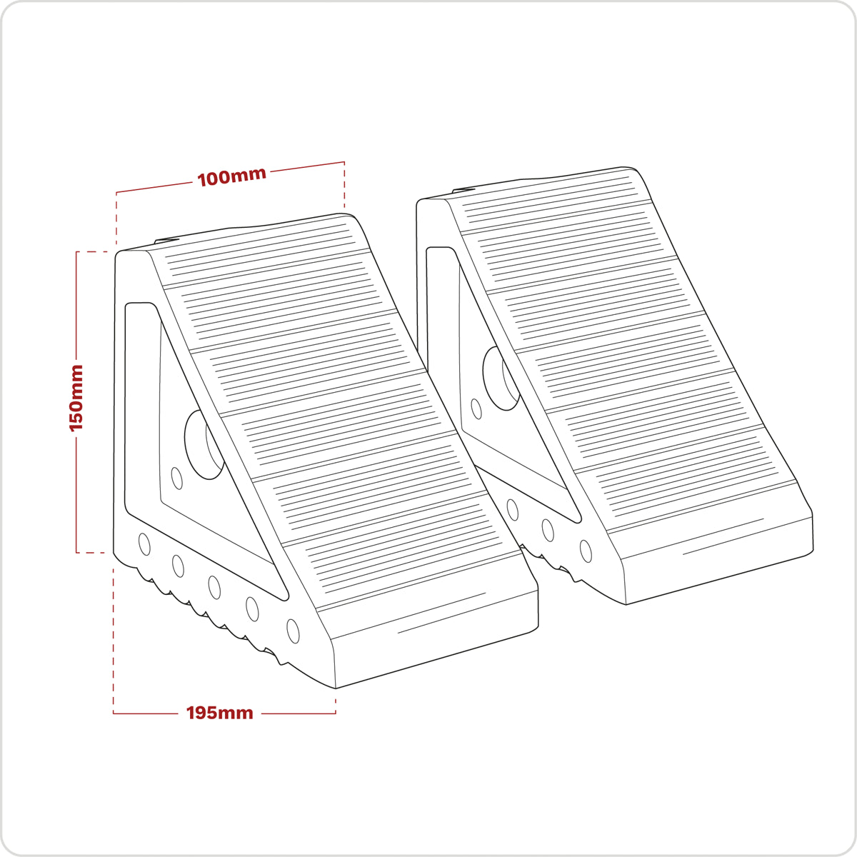 Sealey Rubber Wheel Chocks 2.0kg x2 Brake Stopper Tyre Saver Wedge Block WC01