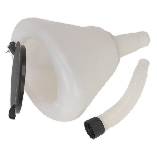 Sealey Funnel With Closing Lid Heavy Duty Polyethylene Ø200mm White F99200