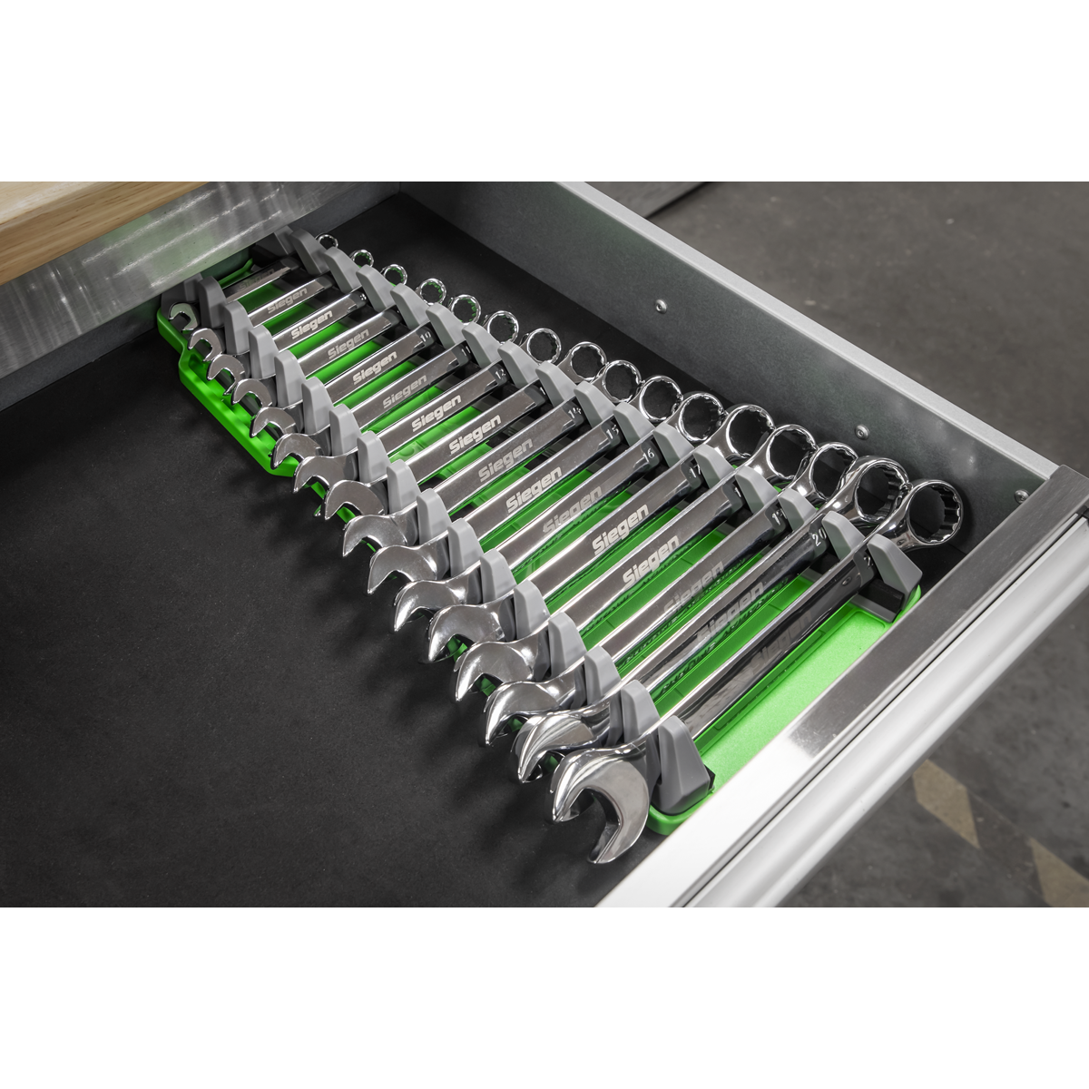 Sealey Reversible Spanner Rack With Quick Change Design 16Pc Hi-Vis Green WR11HV