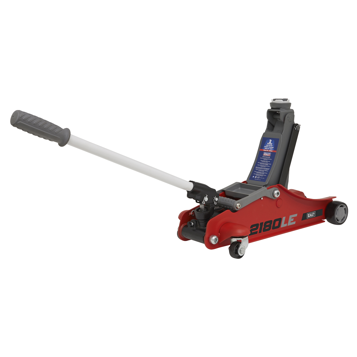 Sealey Handle Trolley Jack 2 Tonne Low Profile Short Chassis Red 2180LE