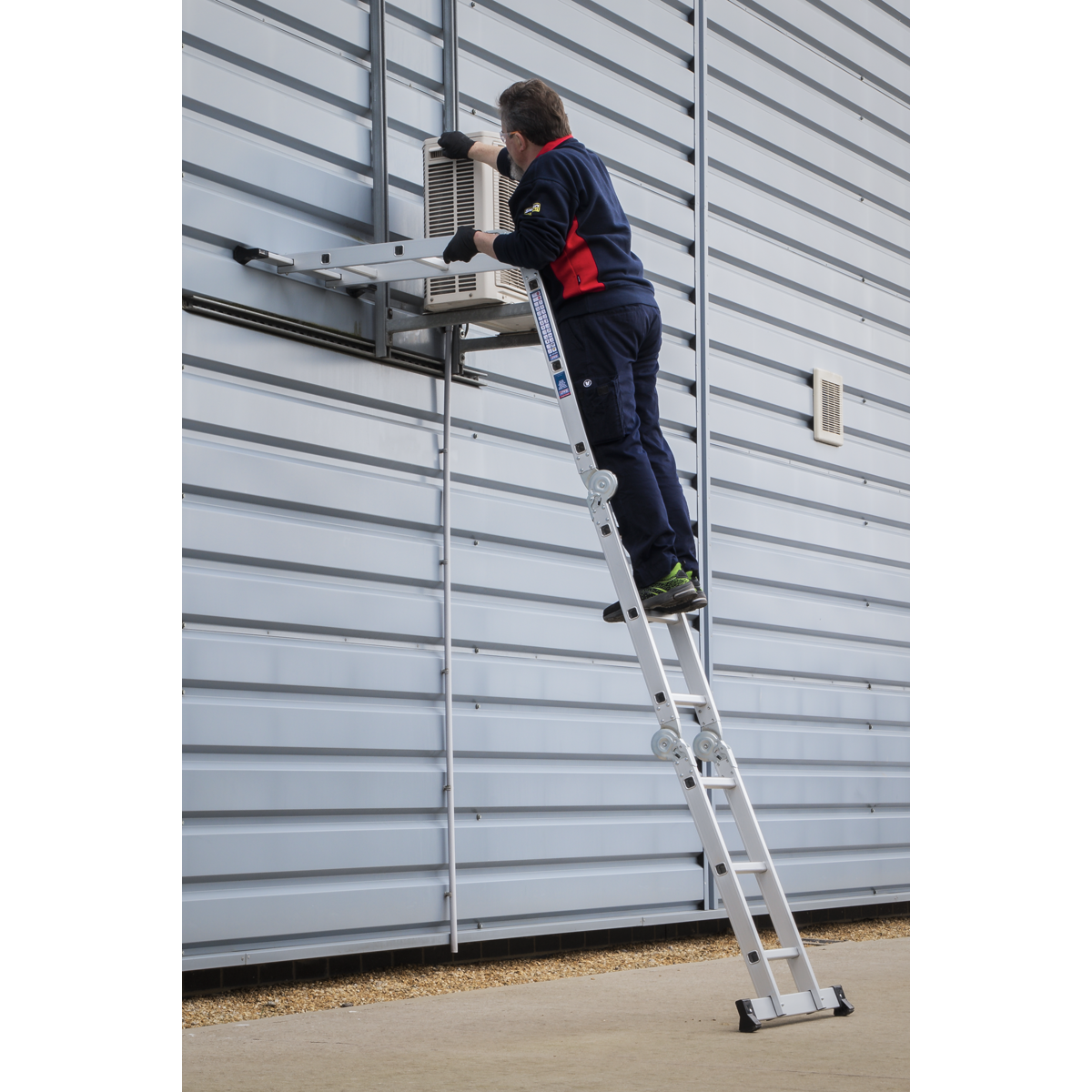 Sealey Aluminium Folding Platform Ladder 4-Way EN 131 Approved Silver AFPL1