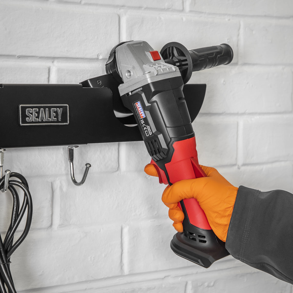 Sealey Angle Grinder Storage Rack 2 Bay Wall Mounting 150mm 180mm Diameter AGSR2