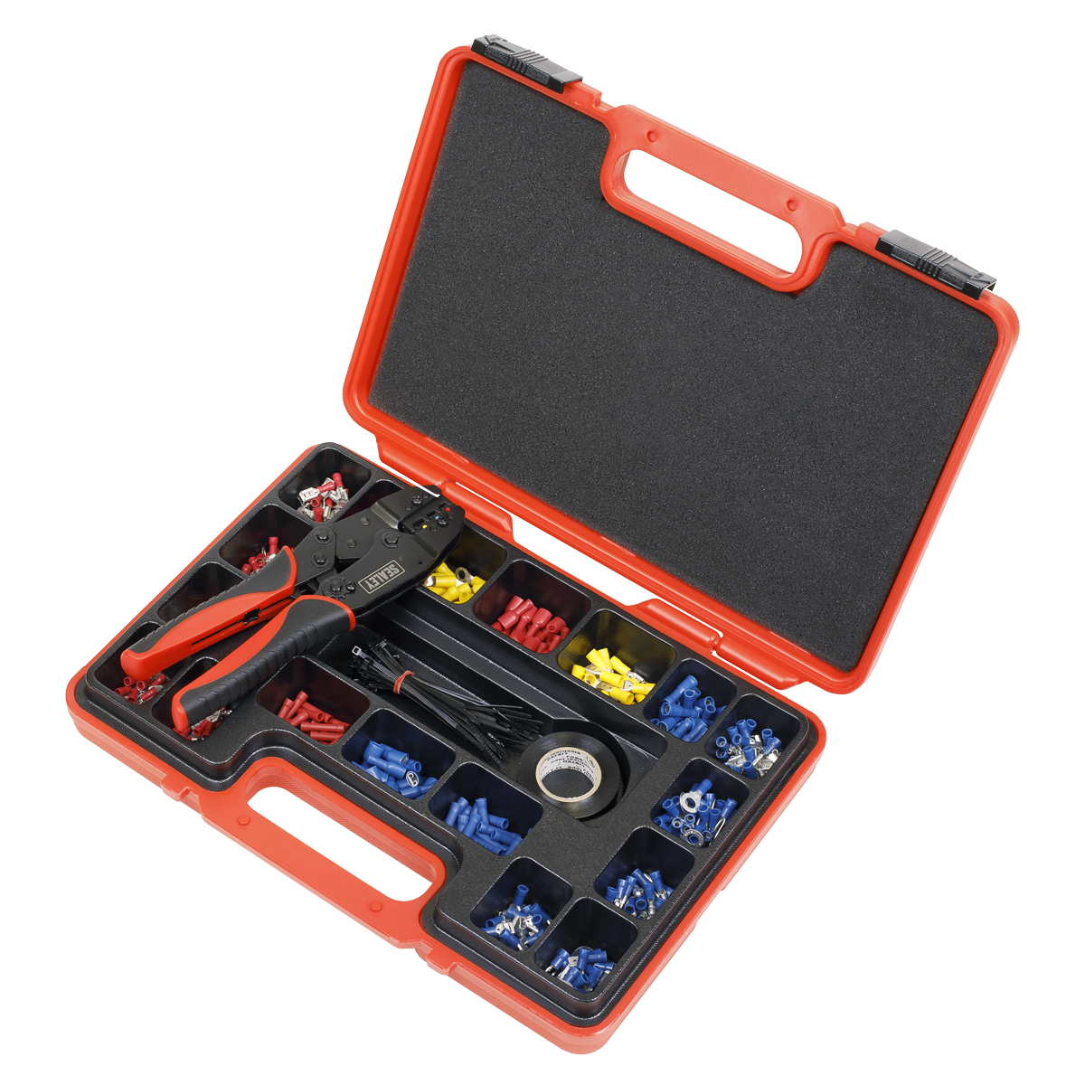 Sealey Ratchet Crimping Tool Kit With Laminated Steel Jaws 552 Pieces AK386