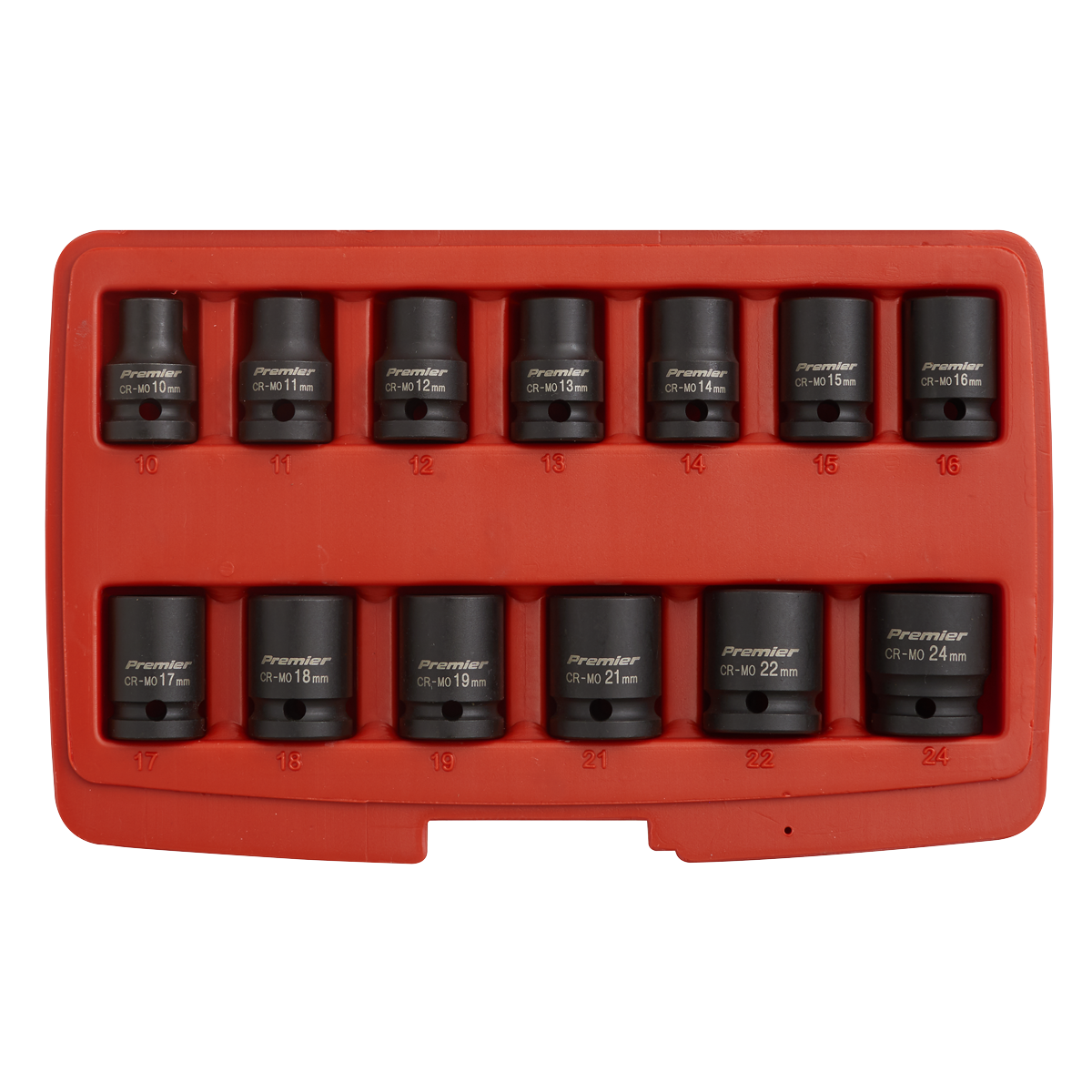 Sealey Impact Socket Set 13 Pieces 1/2" Square Drive 12 Point Black AK5614M