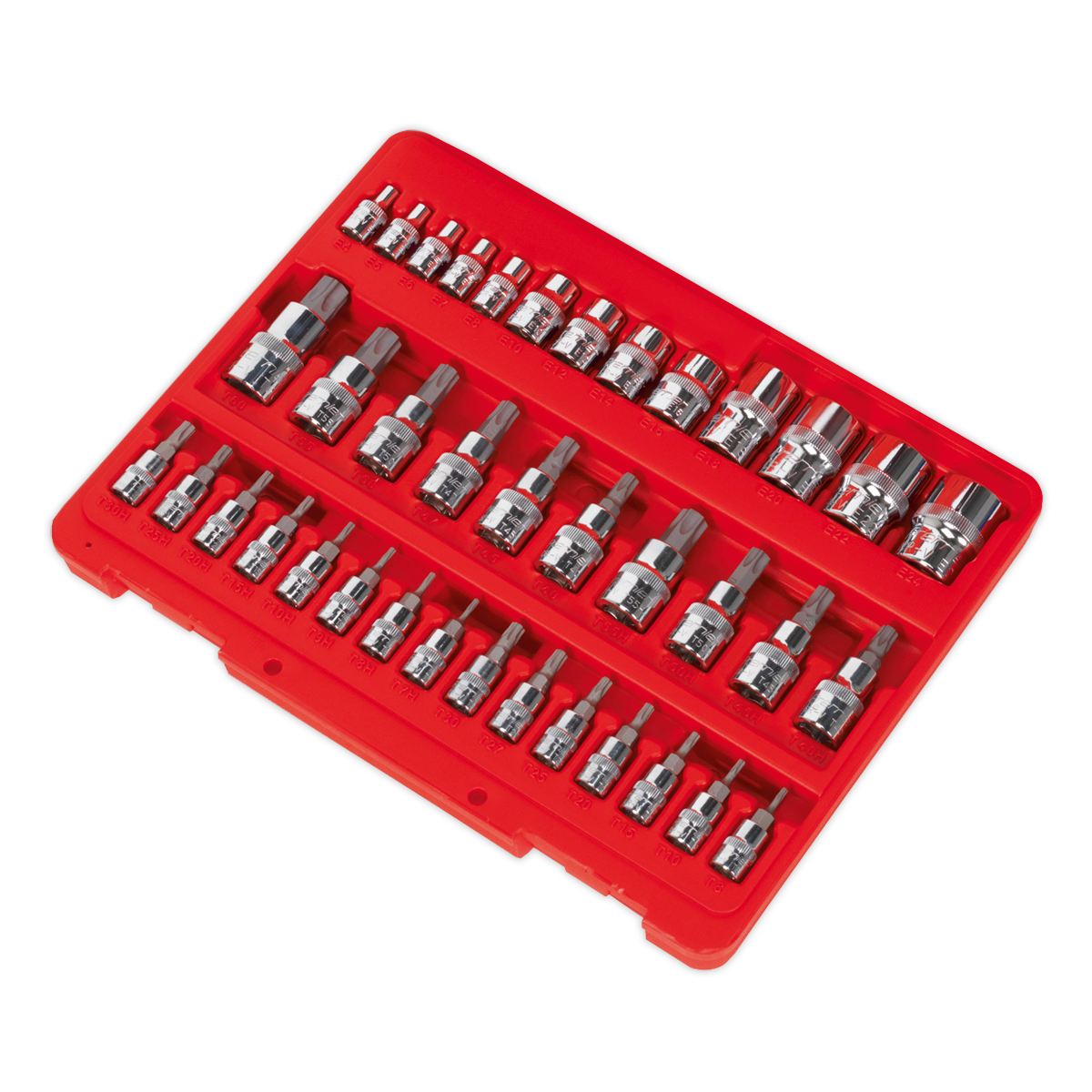 Sealey TRX-Star Socket & Security Socket Bit Set Chrome Plated 38 Pieces AK6197