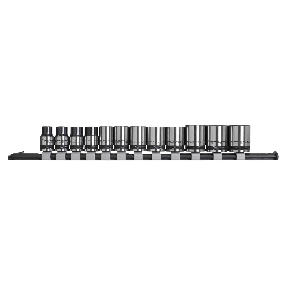 Sealey 12 Pieces 3/8" Square Drive Socket Set On Rail - Black Series AK7992