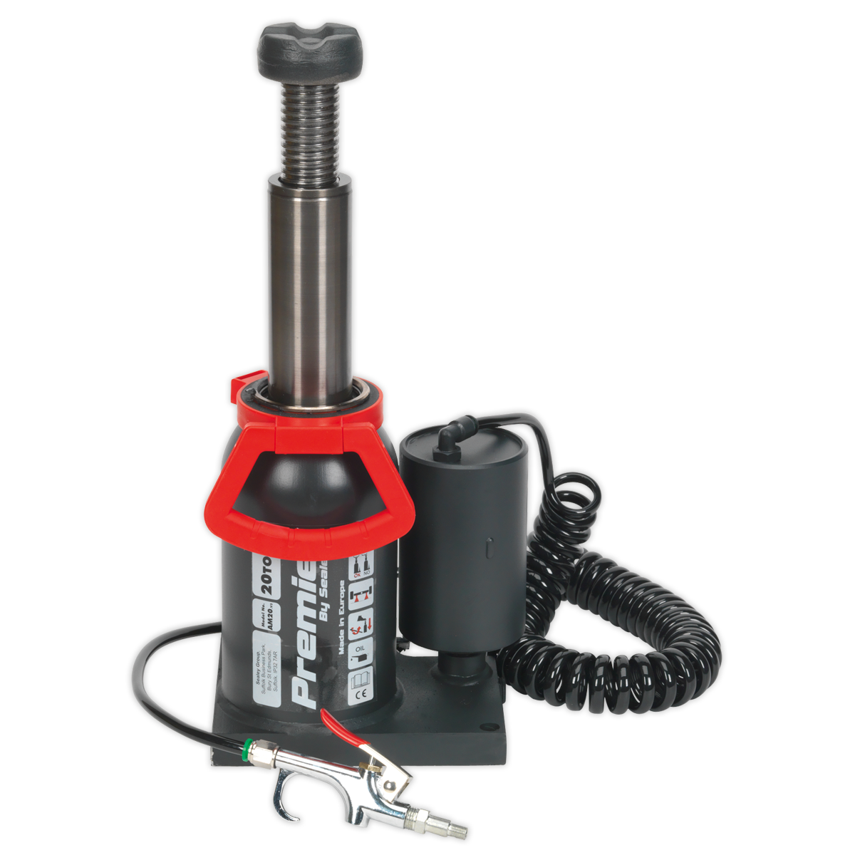 Sealey Bottle Jack 20 Tonne Manual/Air Hydraulic 90° Rotating Pump AM20