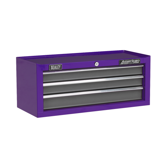 Sealey Purple/Grey Mid Tool Box 3 Drawers With Ball Bearing Slides AP22309BBCP