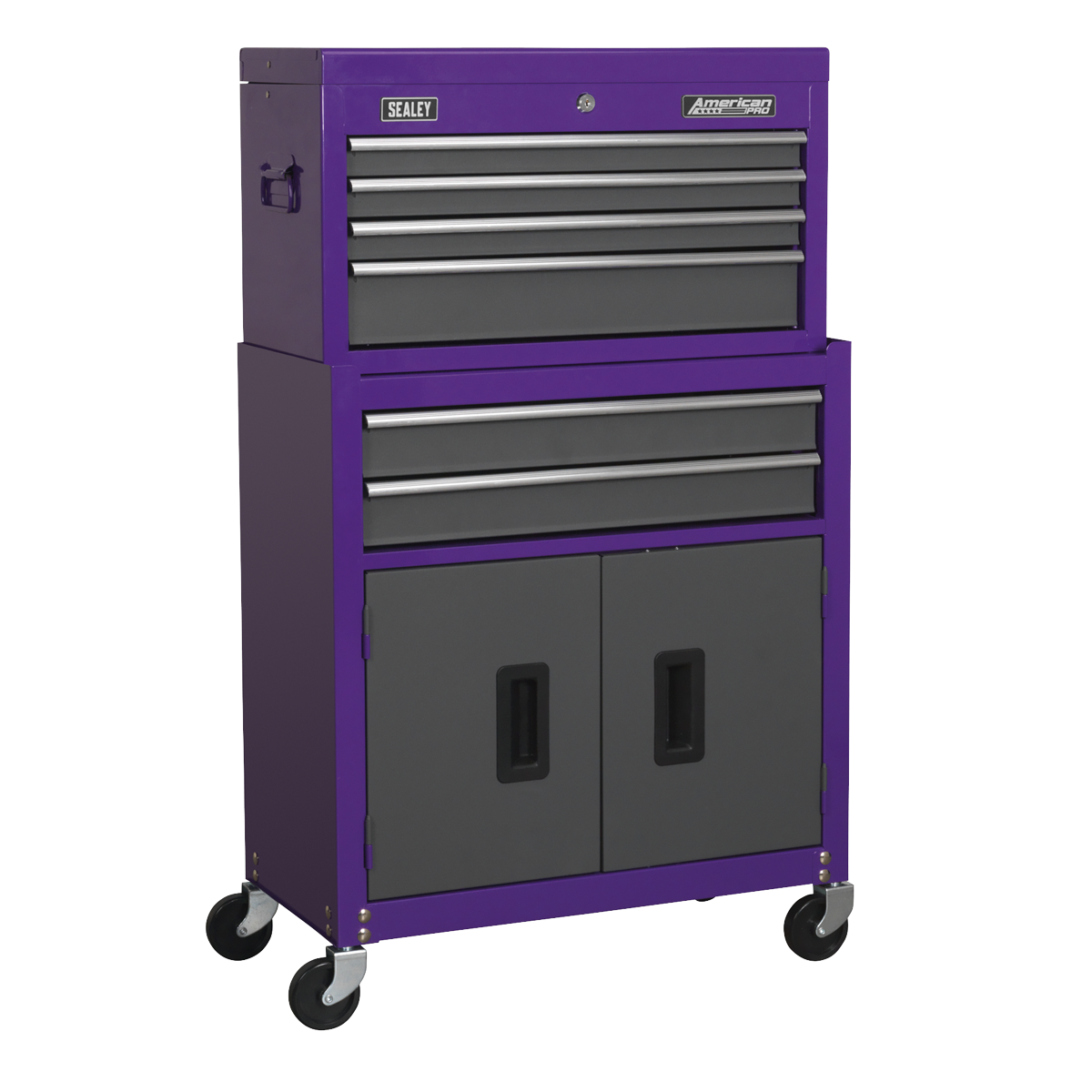 Sealey Topchest Rollcab 6 Drawers Ball Bearing Runners Purple/Grey AP2200BBCP
