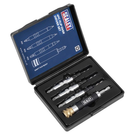 Sealey Flip Over Driver Set Suitable For No. 6 8 10 Gauge Screws 4 Pieces FDS4