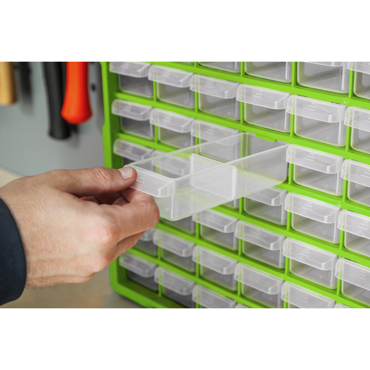 Sealey Cabinet Tool Box 60 Drawer Wall Mountable - Hi-Vis Green/Black APDC60HV