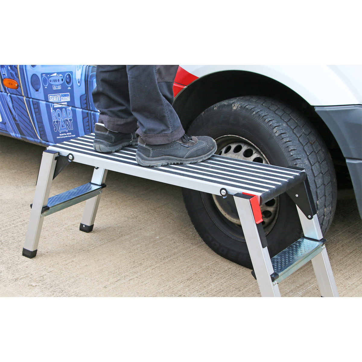 Sealey Folding Platform Aluminium 2 Steps 150kg Capacity 500mm Height APS2