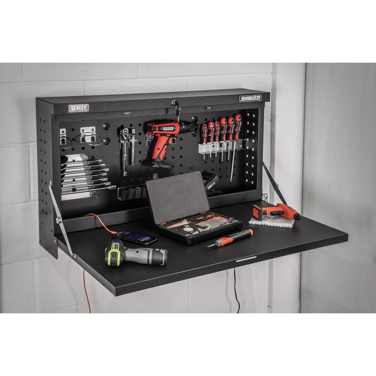Sealey Wall Mounted Foldable Workbench 914mm x 620mm x 560mm Lockable APWMW01