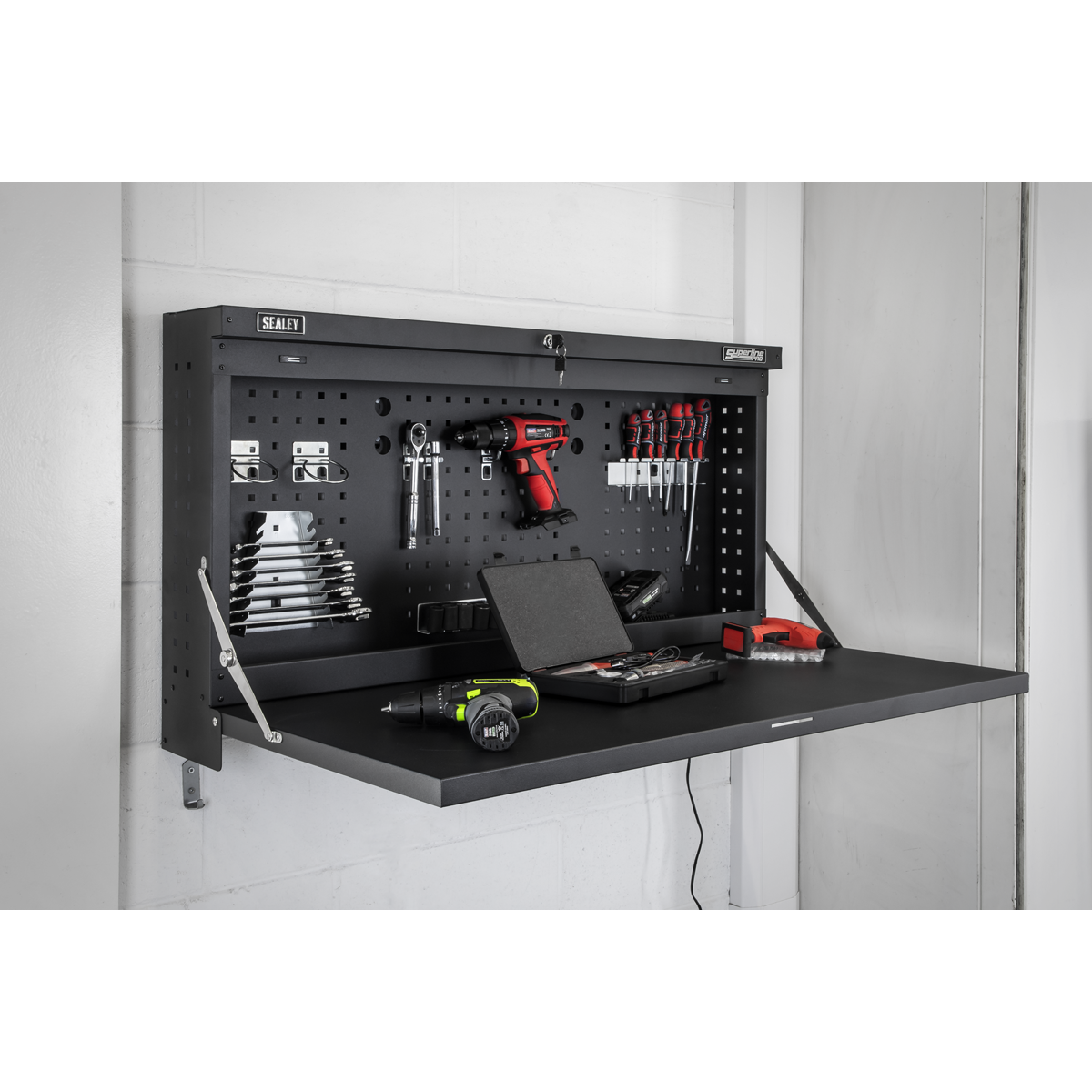 Sealey Wall Mounted Foldable Workbench 1100mm x 670mm x 610mm Lockable APWMW02