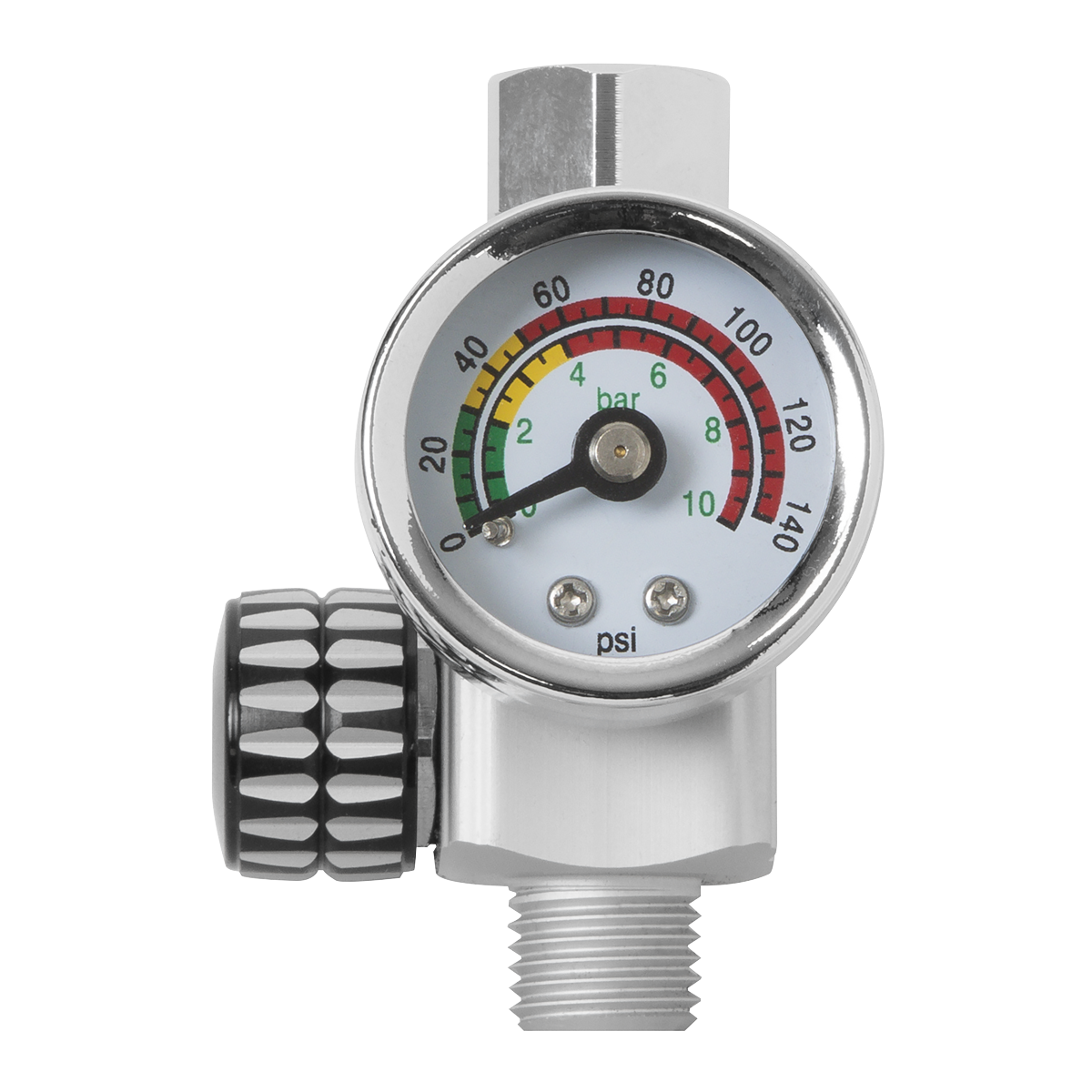 Sealey On-Gun Pressure Regulator/Gauge Max Pressure/Flow 140psi/18cfm 90psi AR01