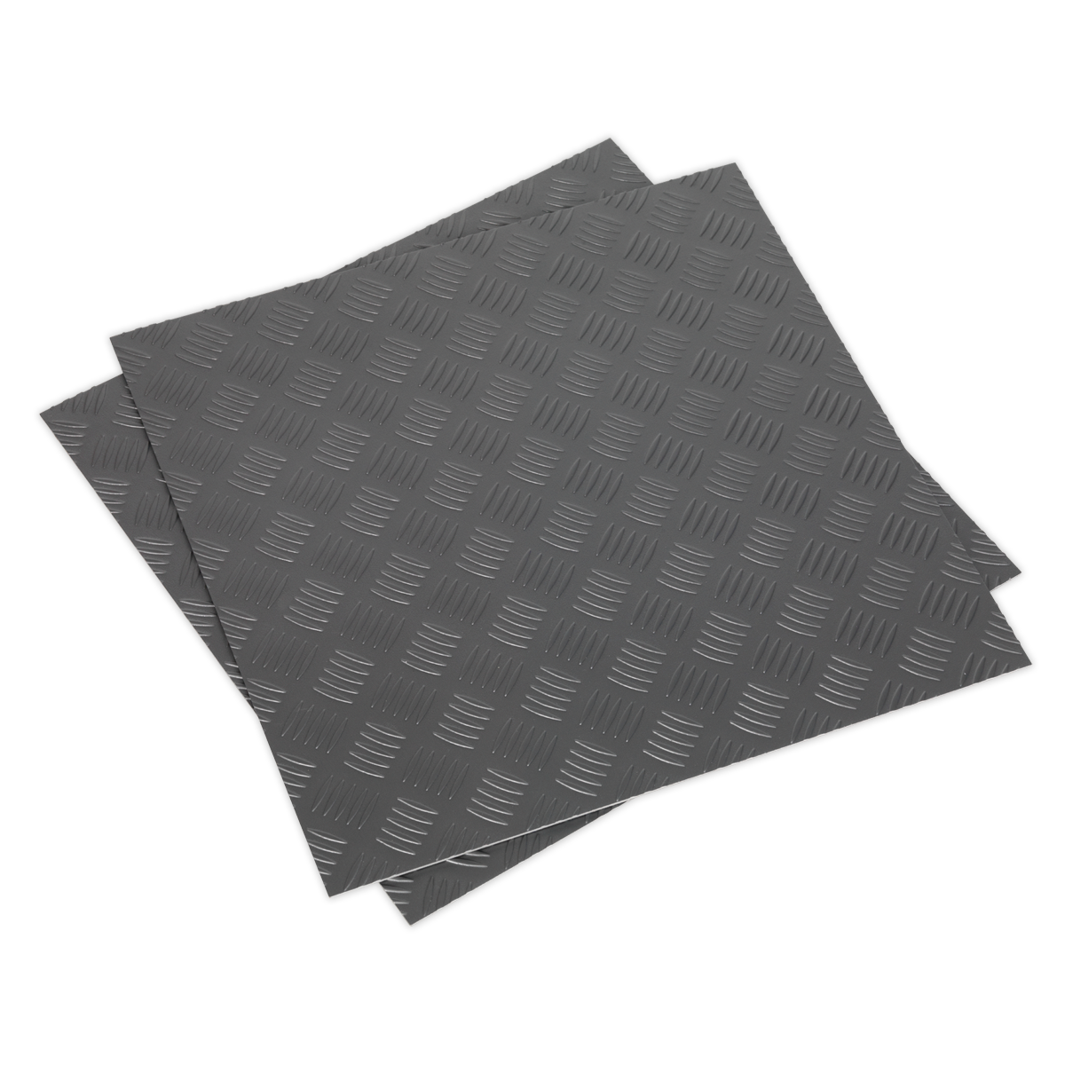 Sealey Vinyl Floor Tile With Peel & Stick Back Silver Treadplate Pack Of 16 FT1S