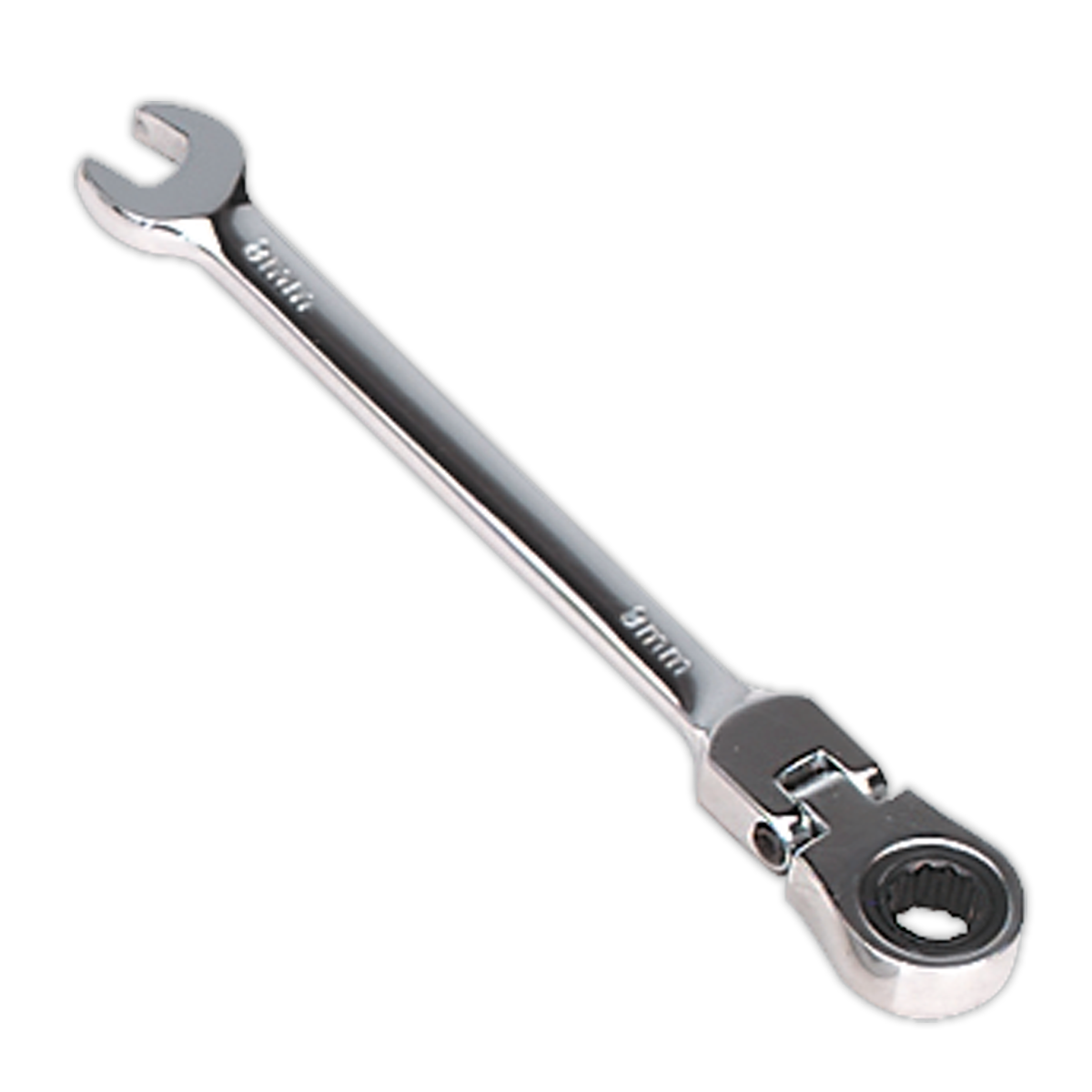 Sealey Flexi-Head Ratchet Combi Spanner Chrome Vanadium Steel 8mm FHRCW08
