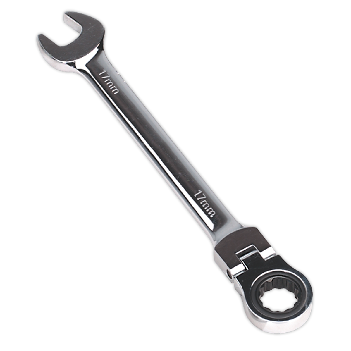 Sealey Flexi-Head Ratchet Combi Spanner Chrome Vanadium Steel 17mm FHRCW17