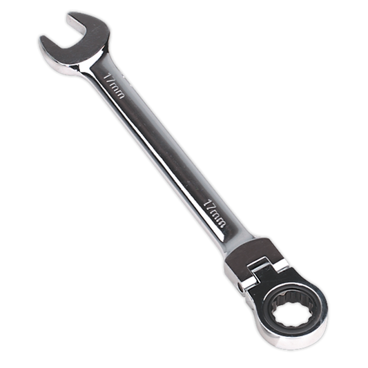 Sealey Flexi-Head Ratchet Combi Spanner Chrome Vanadium Steel 17mm FHRCW17