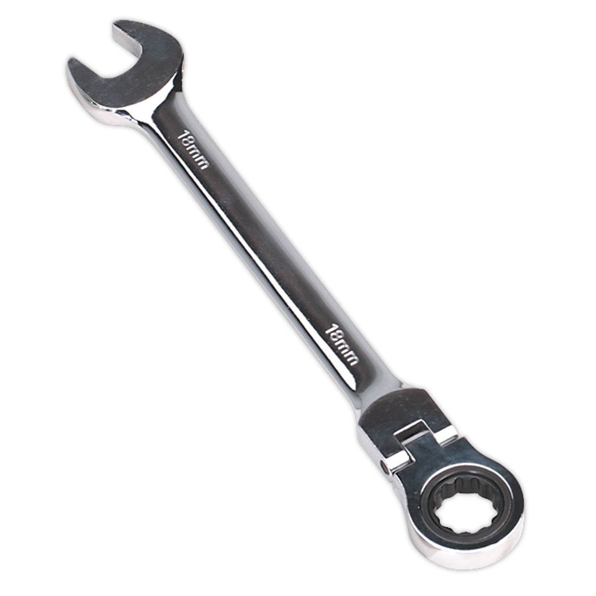 Sealey Flexi-Head Ratchet Combi Spanner Chrome Vanadium Steel 18mm FHRCW18