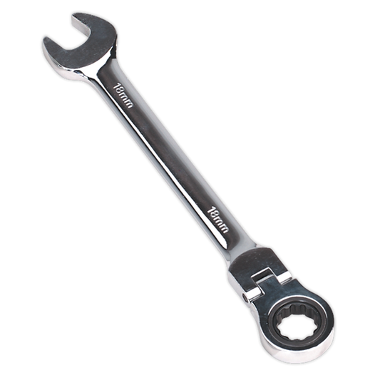 Sealey Flexi-Head Ratchet Combi Spanner Chrome Vanadium Steel 18mm FHRCW18