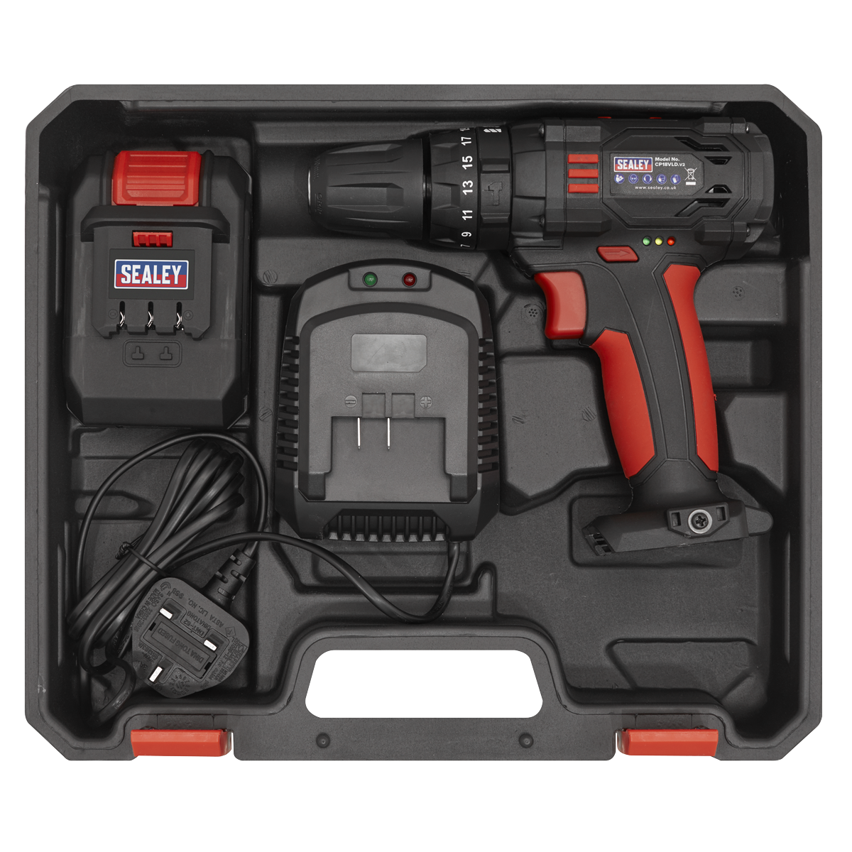 Sealey 18V 1.5Ah Ø10mm Cordless Combi Drill With LED Worklight 31Nm CP18VLD