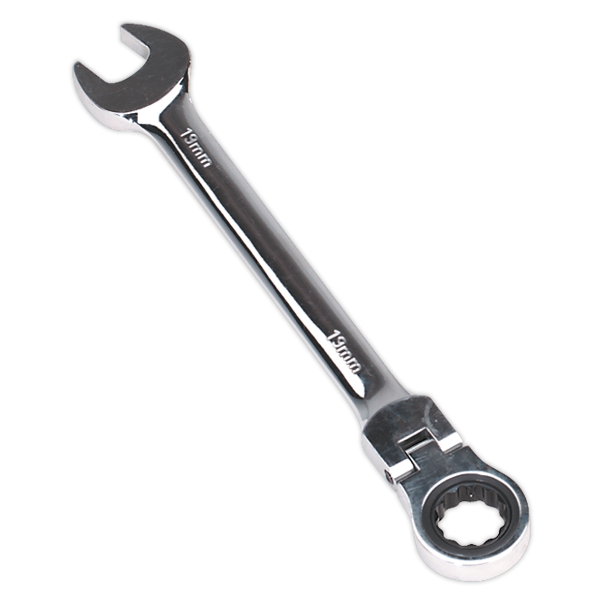 Sealey Flexi-Head Ratchet Combi Spanner Chrome Vanadium Steel 19mm FHRCW19