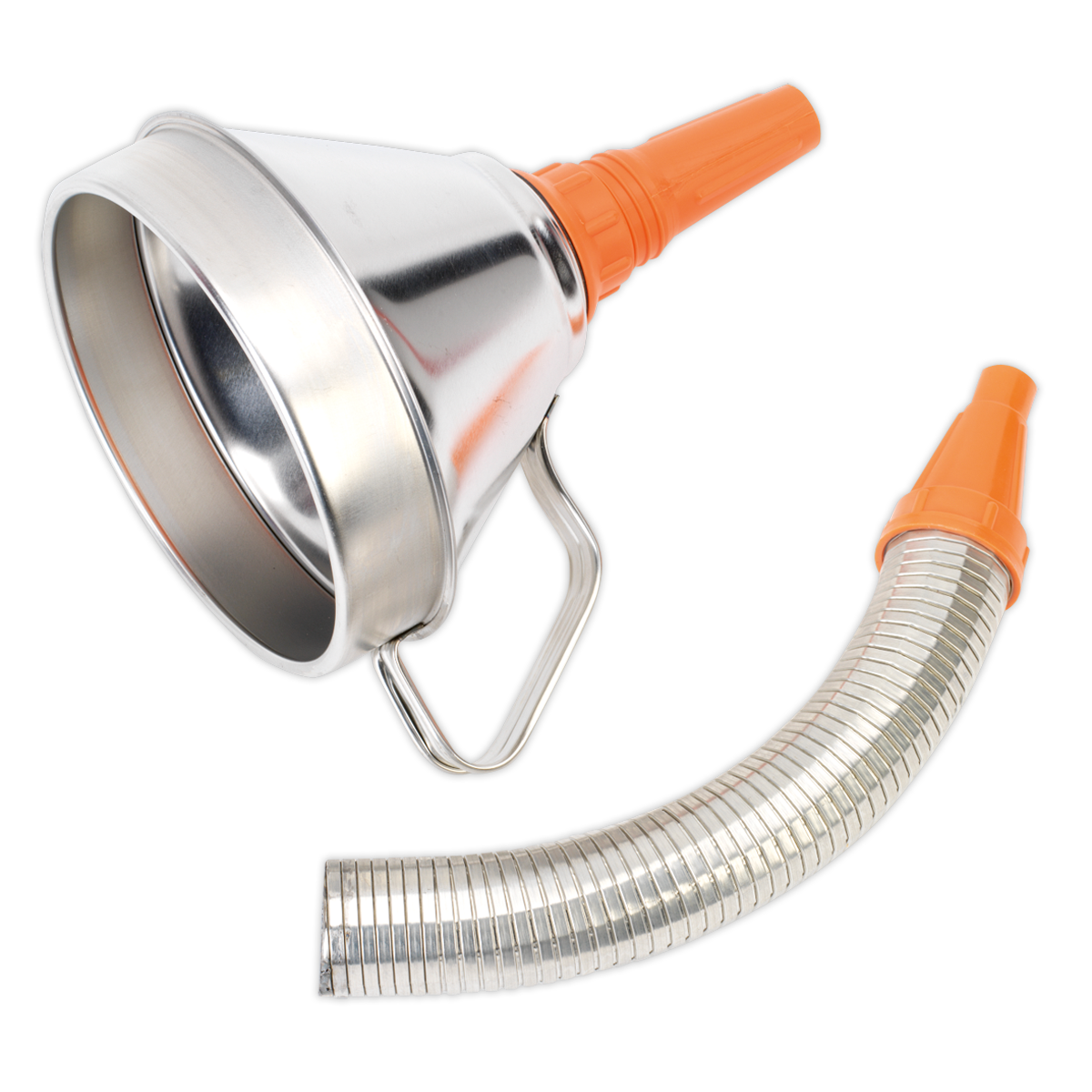 Sealey Funnel Metal With Flexi Spout & Removable Brass Filter 160mm FM16F