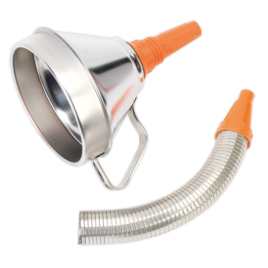 Sealey Funnel Metal With Flexi Spout & Removable Brass Filter 160mm FM16F