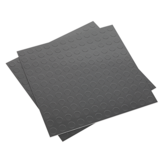 Sealey Vinyl Floor Tile With Peel & Stick Back - Silver Coin Pack Of 16 FT2S