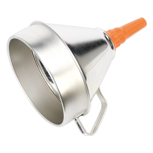 Sealey Funnel Metal With Removable Brass Filter & Handle 200mm Silver FM20