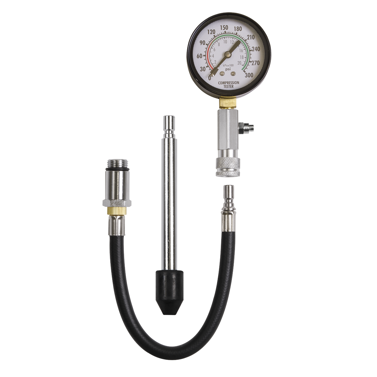 Sealey Petrol Engine Compression Test Kit Large Easy-To-Read Gauge 3 Pcs CT951