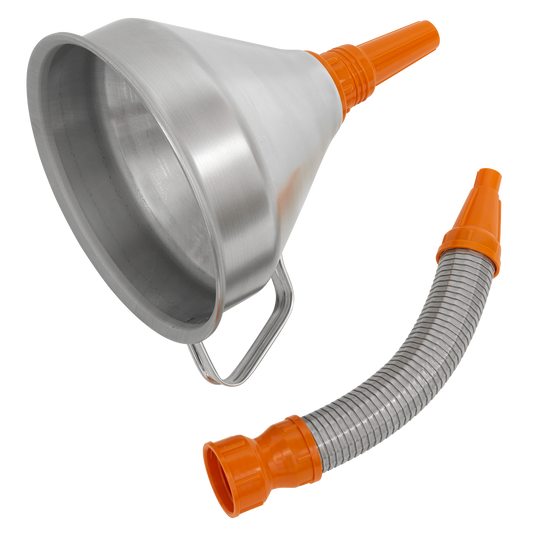 Sealey Funnel Metal With Flexi Spout & Removable Brass Filter 200mm FM20F