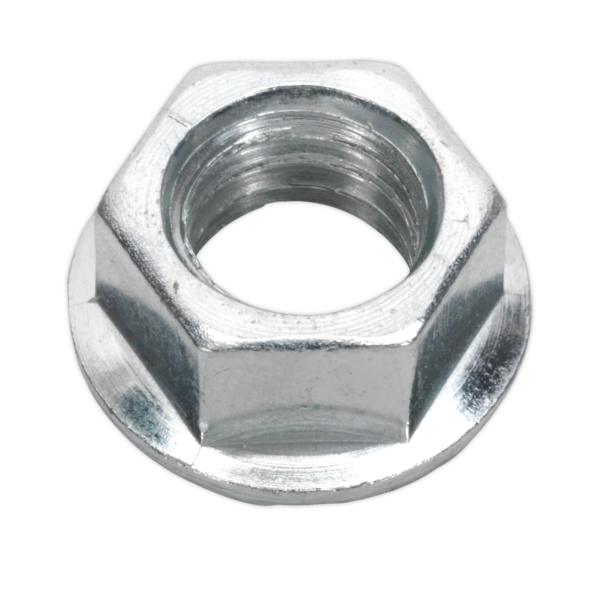 Sealey Flange Nut Serrated M10 Zinc Plated DIN 6923 Silver Pack of 100 Pcs FN10