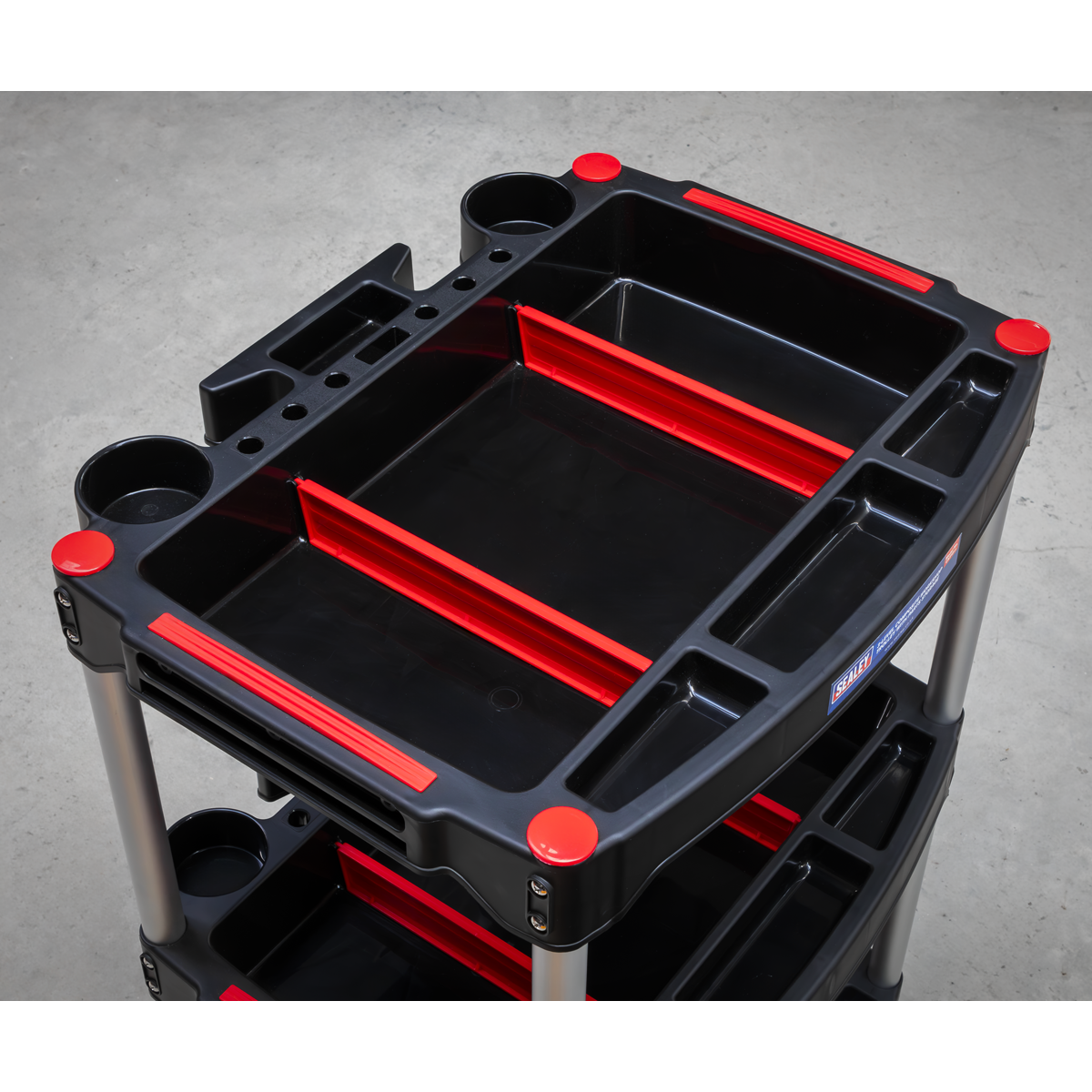 Sealey Workshop Trolley 3-Level Composite With Parts Storage Capacity 90kg CX313