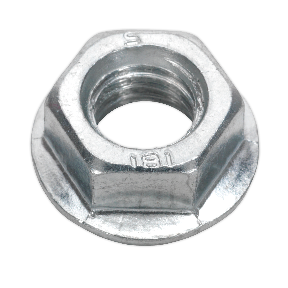 Sealey Flange Nut Serrated M12 Zinc Plated DIN 6923 Silver Pack of 50 Pcs FN12