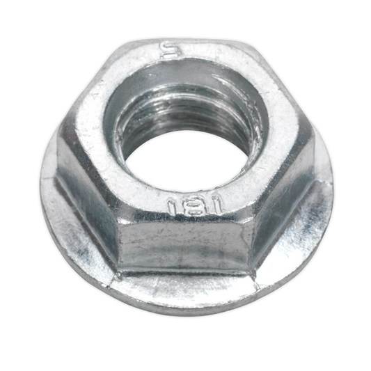 Sealey Flange Nut Serrated M12 Zinc Plated DIN 6923 Silver Pack of 50 Pcs FN12